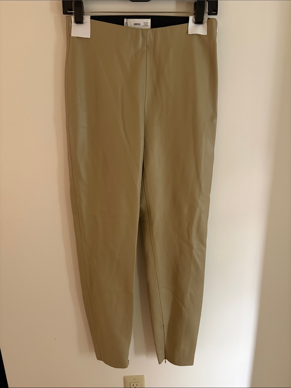 Mango MNG Women’s Faux Leather Leggings Size Small Tan Nude Beige